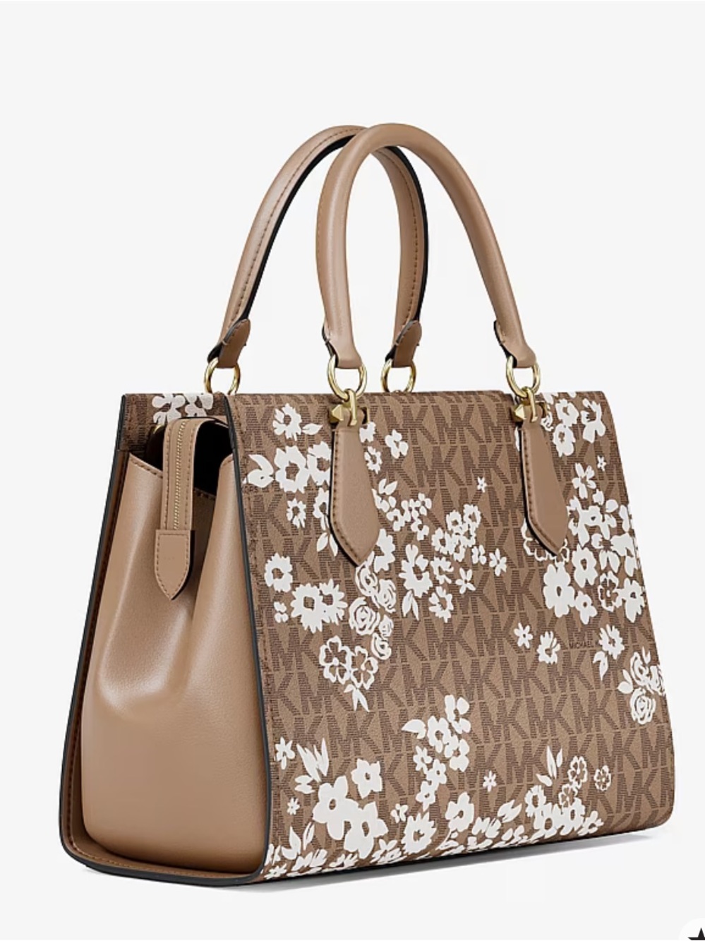 MICHAEL KORS Marilyn Medium Printed Signature Logo Satchel Crossbody 
CAMEL 
NWT - Picture 3 of 16